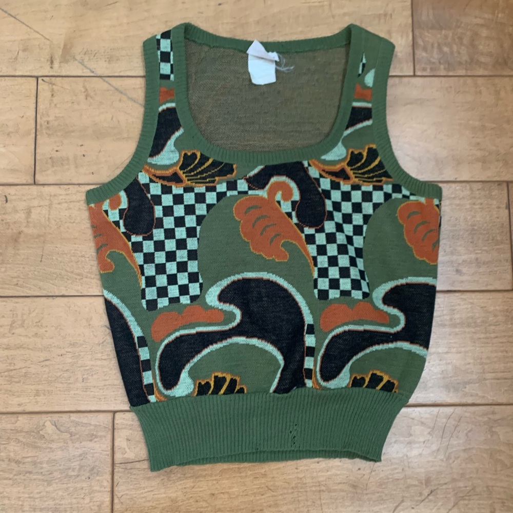 Vintage Bright Abstract Print Vest XS-S